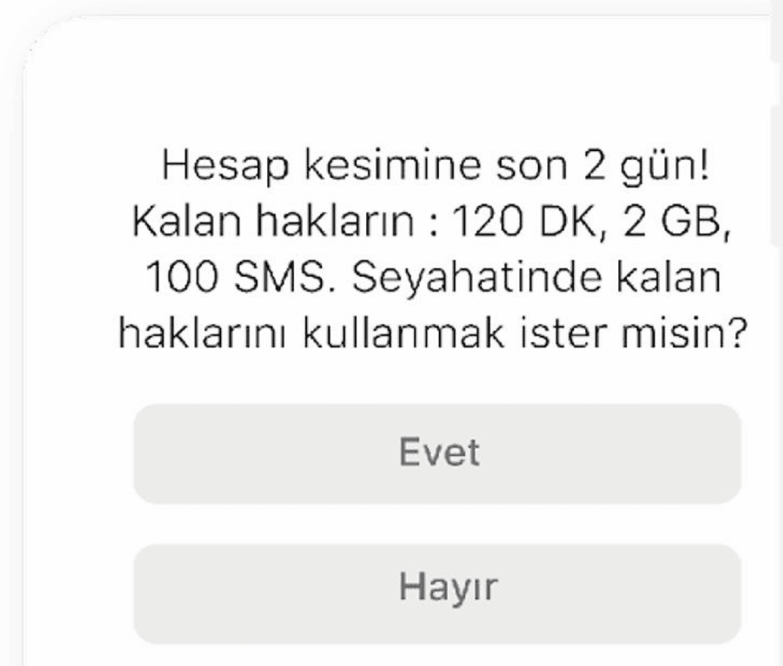 Vodafone Go — short survey recommending a travel package